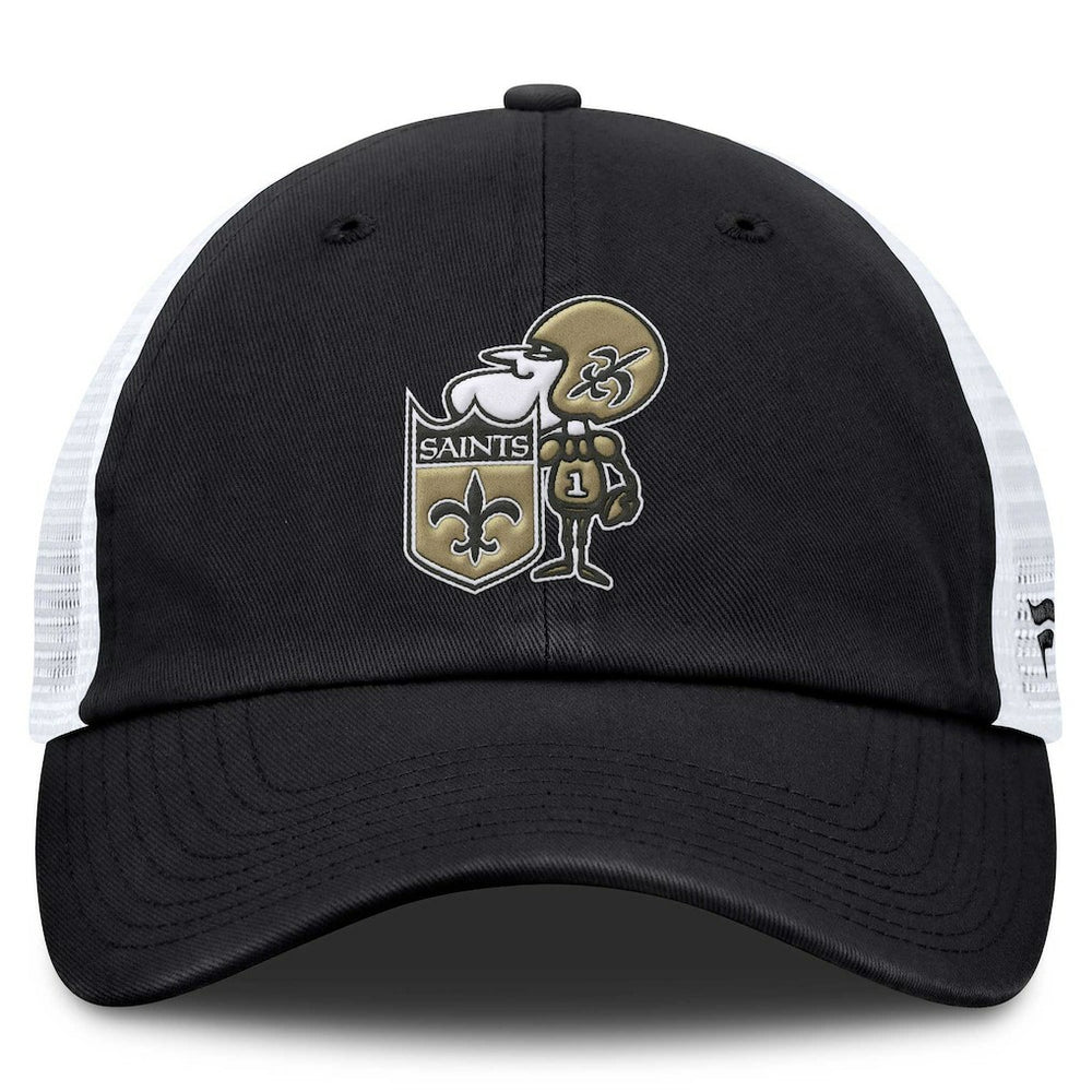 New Orleans Saints Basic Vintage Trucker Adjustable Hat - Black - Fanatics