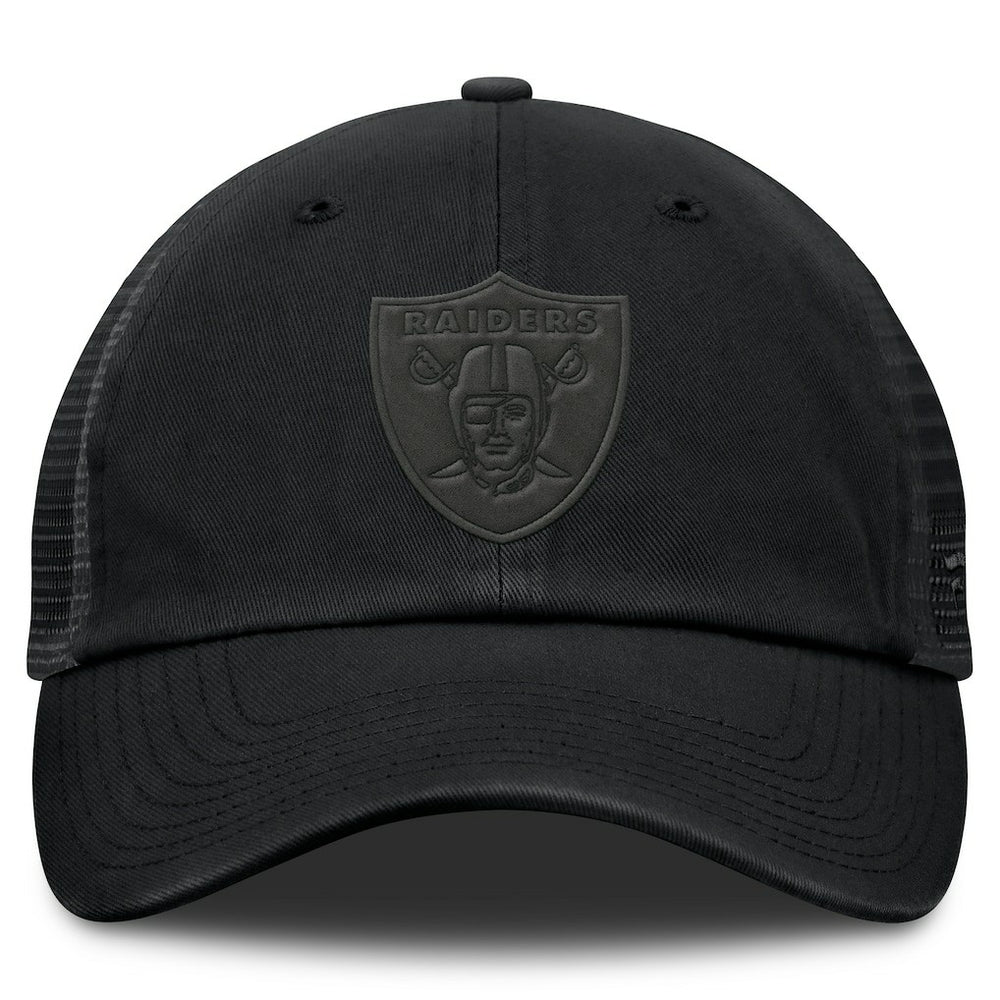 Las Vegas Raiders Basic Black on Black Trucker Adjustable Hat - Fanatics
