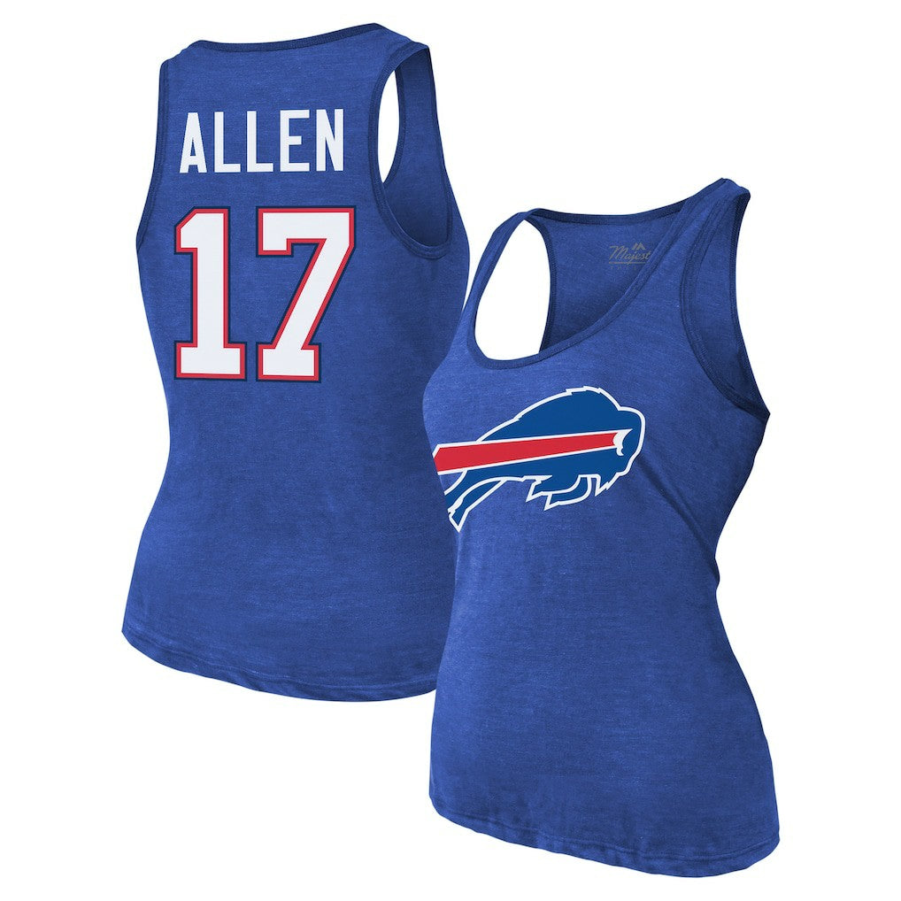 Josh Allen Buffalo Bills Majestic Threads Women's Name & Number Tri-Blend Tank Top - Royal - NFL