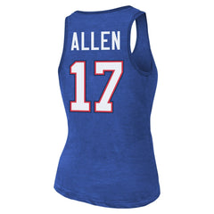 Josh Allen Buffalo Bills Majestic Threads Women's Name & Number Tri-Blend Tank Top - Royal - NFL