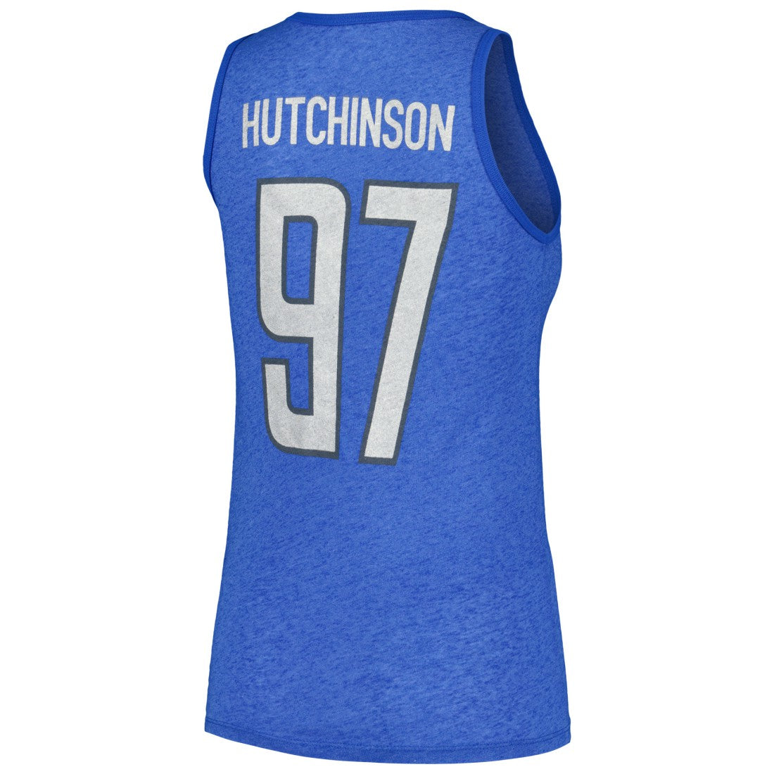 Aidan Hutchinson Detroit Lions Majestic Threads Women's Name & Number Tri-Blend Tank Top - Heather Blue - NFL