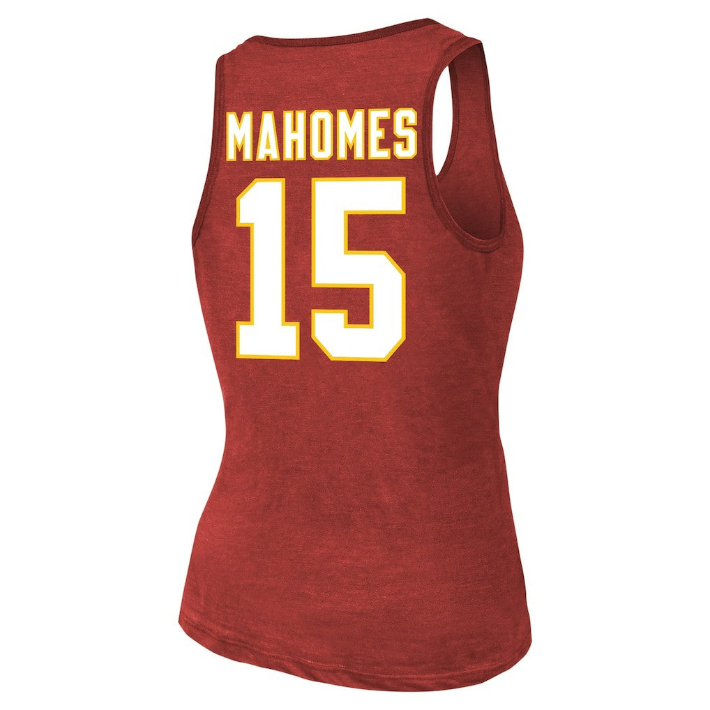 Patrick Mahomes Kansas City Chiefs Majestic Threads Women's Name & Number Tri-Blend Tank Top - Red - NFL