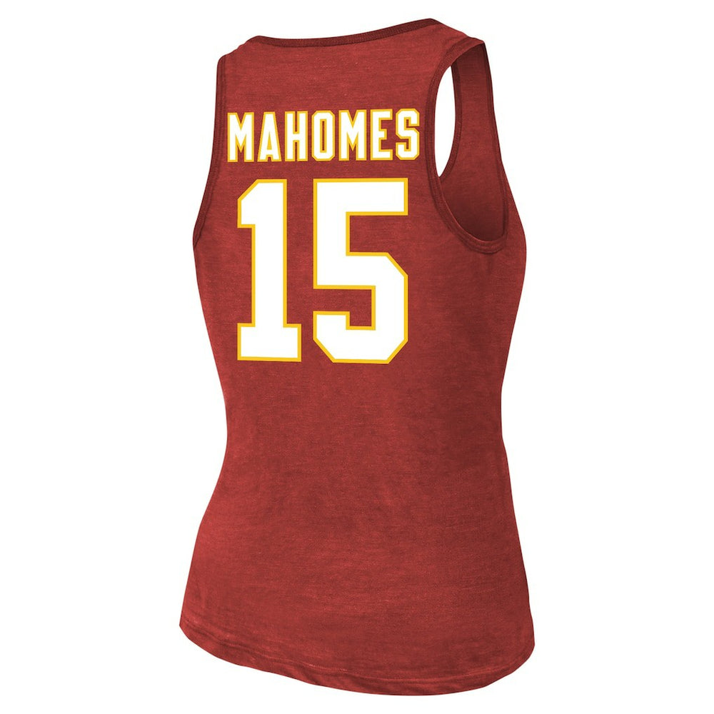 Patrick Mahomes Kansas City Chiefs Majestic Threads Women's Name & Number Tri-Blend Tank Top - Red - NFL