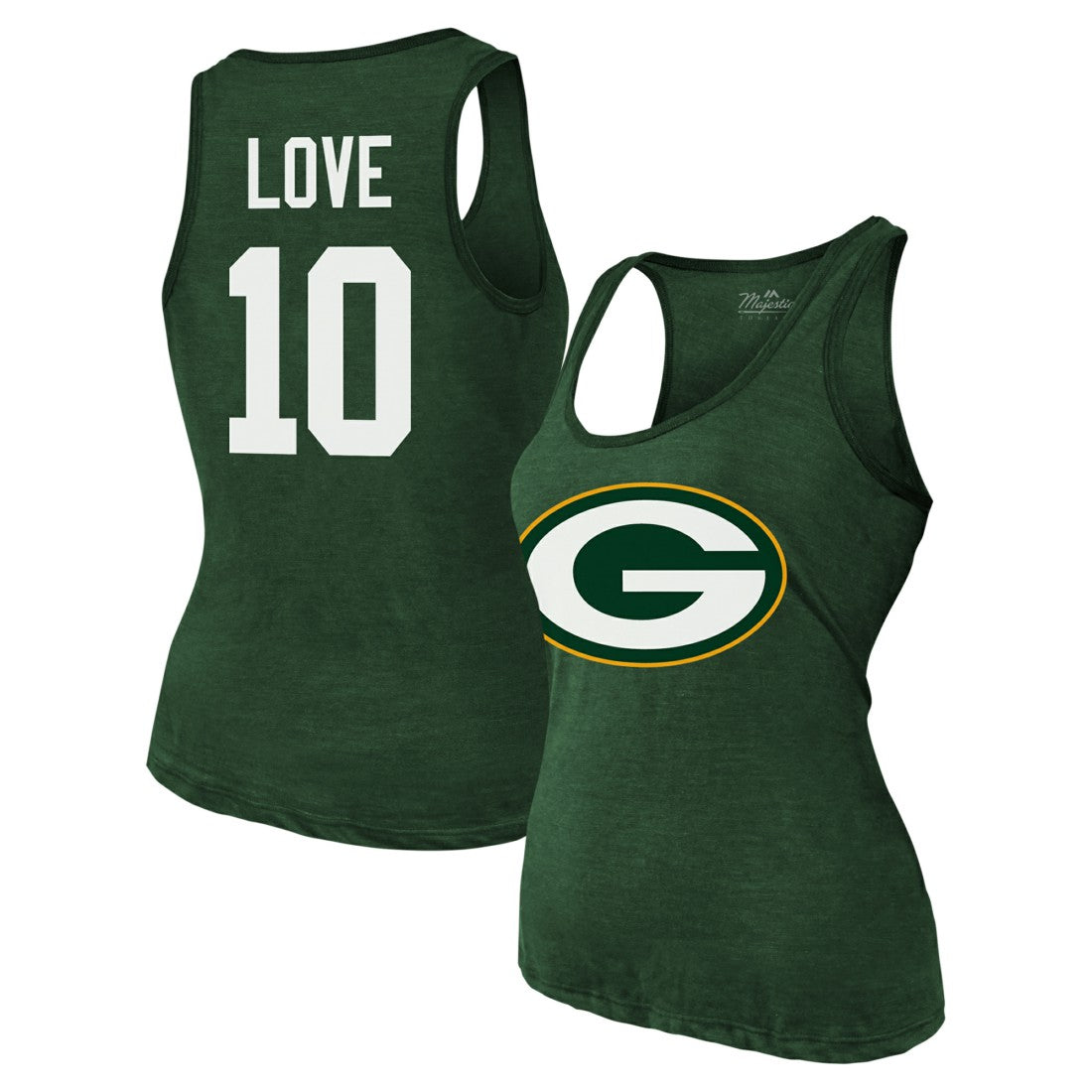 Jordan Love Green Bay Packers Majestic Threads Women's Name & Number Tri-Blend Tank Top - Green - NFL
