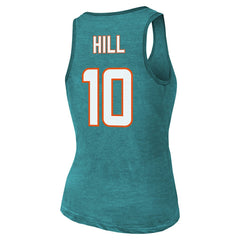 Tyreek Hill Miami Dolphins Majestic Threads Women's Name & Number Tri-Blend Tank Top - Aqua - NFL