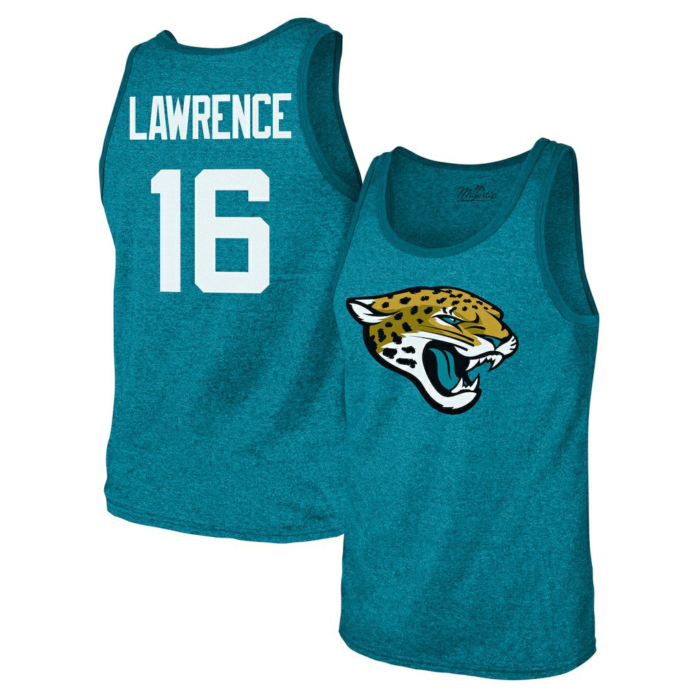 Trevor Lawrence Jacksonville Jaguars Majestic Threads Tri-Blend Player Name & Number Tank Top - Teal - NFL