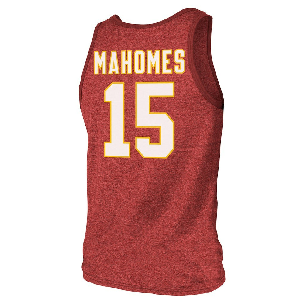 Patrick Mahomes Kansas City Chiefs Majestic Threads Tri-Blend Player Name & Number Tank Top - Red - NFL
