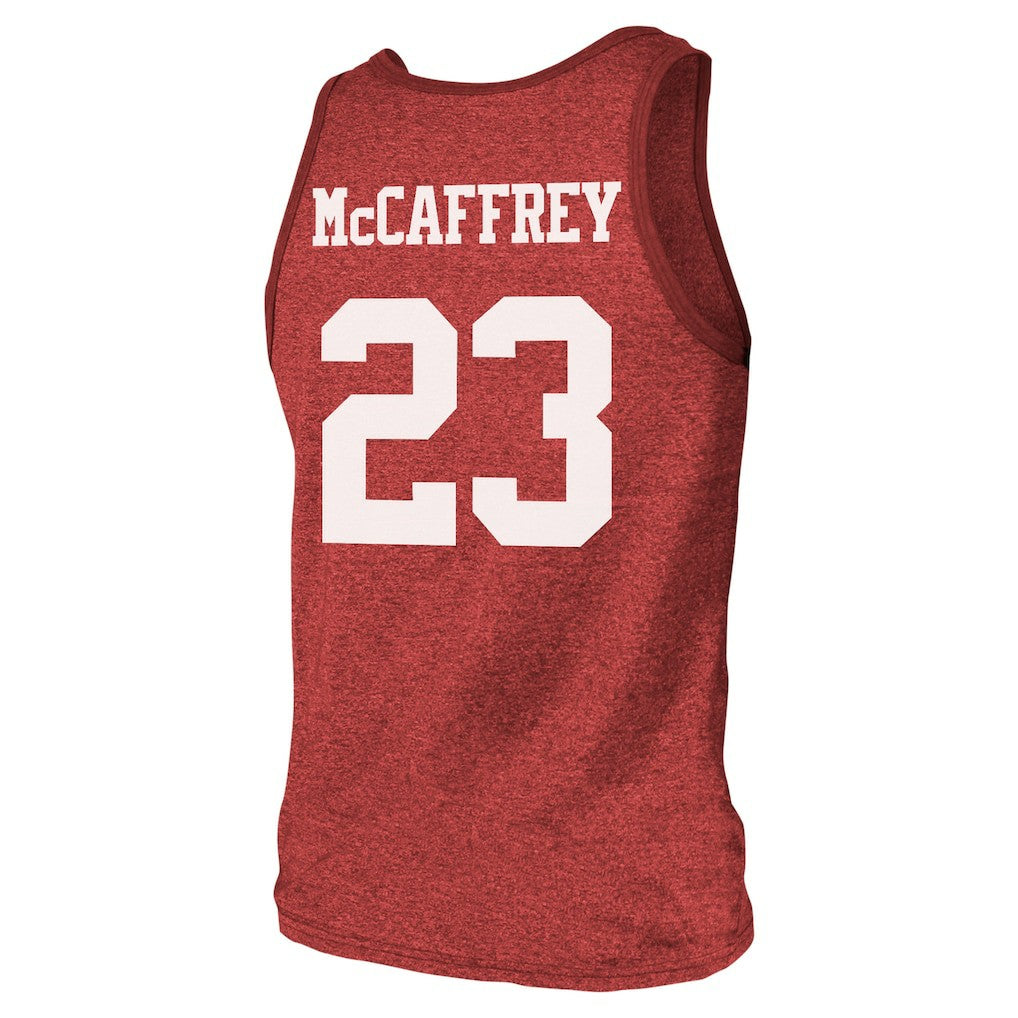 Christian McCaffrey San Francisco 49ers Majestic Threads Tri-Blend Player Name & Number Tank Top - Scarlet - NFL
