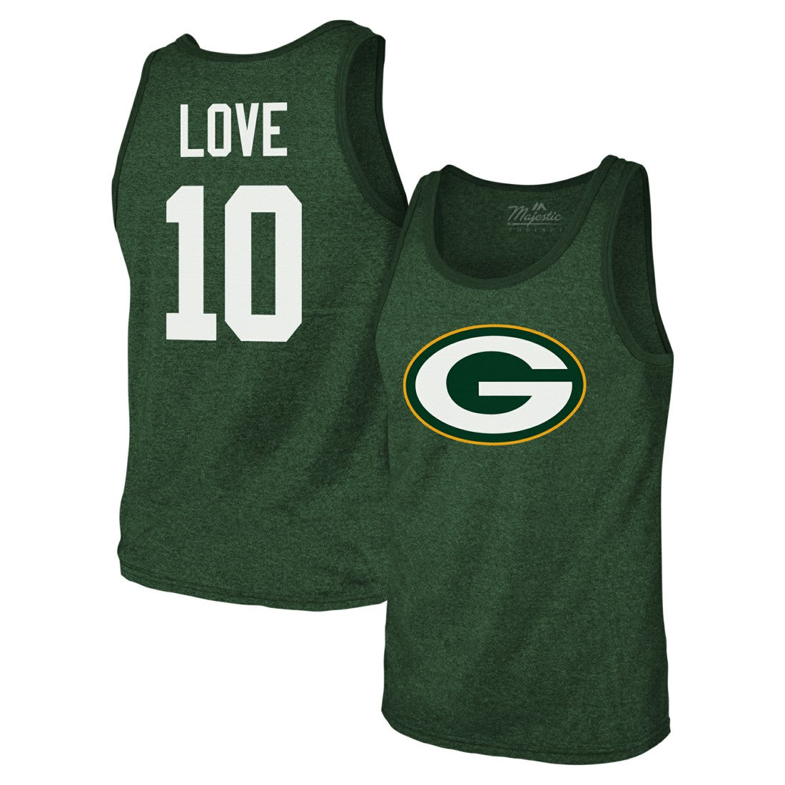 Jordan Love Green Bay Packers Majestic Threads Tri-Blend Player Name & Number Tank Top - Green - NFL