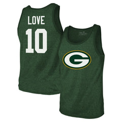 Jordan Love Green Bay Packers Majestic Threads Tri-Blend Player Name & Number Tank Top - Green - NFL
