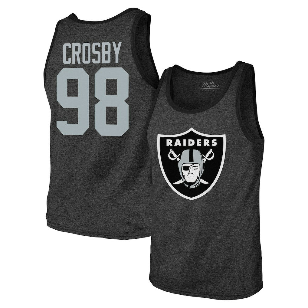 Maxx Crosby Las Vegas Raiders Majestic Threads Tri-Blend Player Name & Number Tank Top - Black - NFL