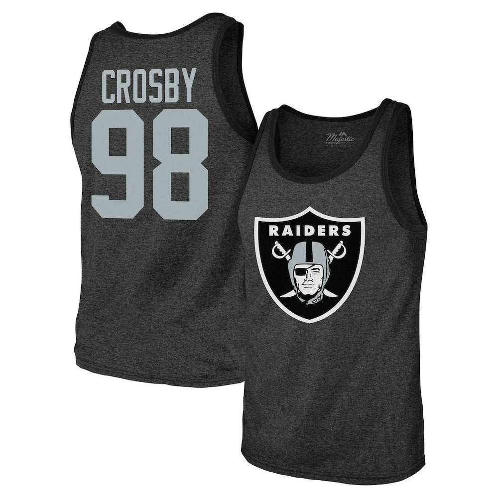 Maxx Crosby Las Vegas Raiders Majestic Threads Tri-Blend Player Name & Number Tank Top - Black - NFL