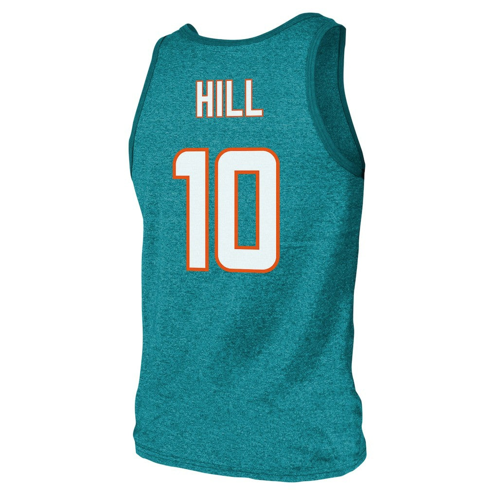 Tyreek Hill Miami Dolphins Majestic Threads Tri-Blend Player Name & Number Tank Top - Aqua - NFL