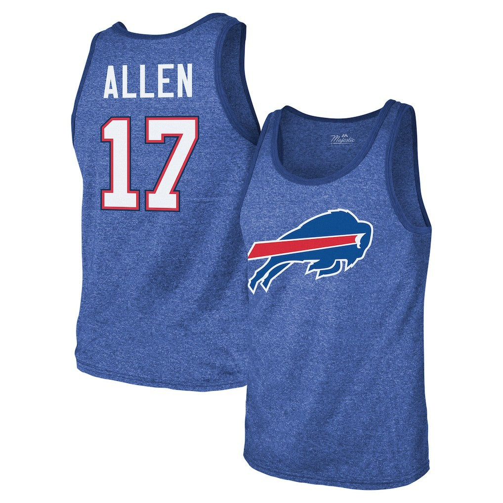 Josh Allen Buffalo Bills Majestic Threads Tri-Blend Player Name & Number Tank Top - Royal - NFL
