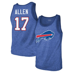 Josh Allen Buffalo Bills Majestic Threads Tri-Blend Player Name & Number Tank Top - Royal - NFL