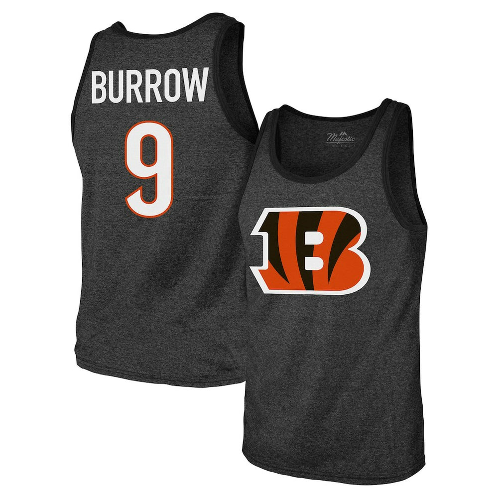 Joe Burrow Cincinnati Bengals Majestic Threads Tri-Blend Player Name & Number Tank Top - Black - NFL