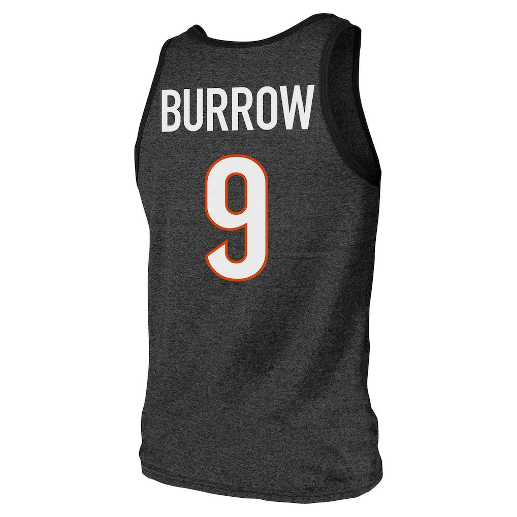 Joe Burrow Cincinnati Bengals Majestic Threads Tri-Blend Player Name & Number Tank Top - Black - NFL