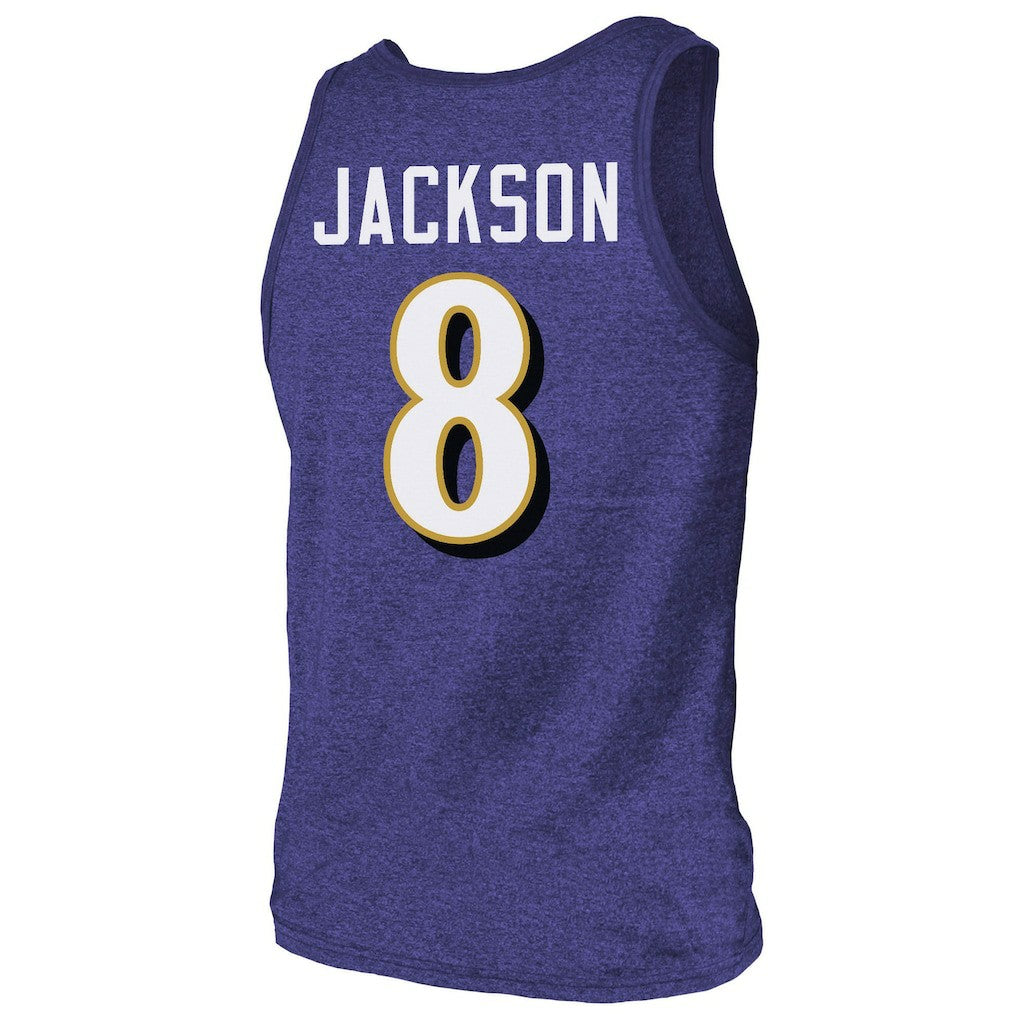 Lamar Jackson Baltimore Ravens Majestic Threads Tri-Blend Player Name & Number Tank Top - Purple - NFL