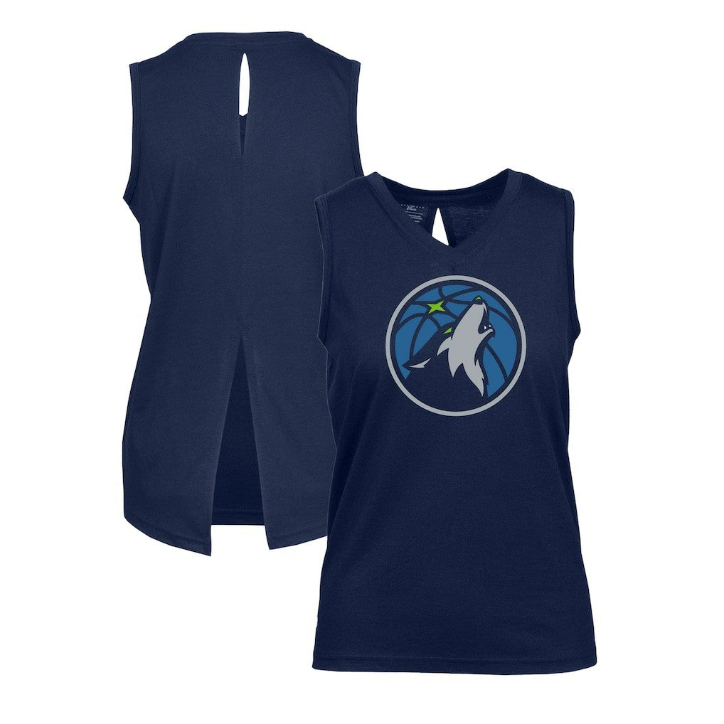 Minnesota Timberwolves Levelwear Women's Paisley Core V-Neck Tank Top Navy