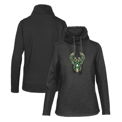 Milwaukee Bucks Levelwear Women's Loop Core Funnel Neck Pullover Sweatshirt Black