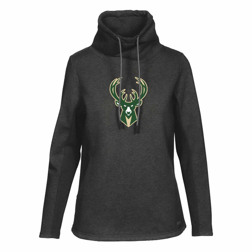 Milwaukee Bucks Levelwear Women's Loop Core Funnel Neck Pullover Sweatshirt Black