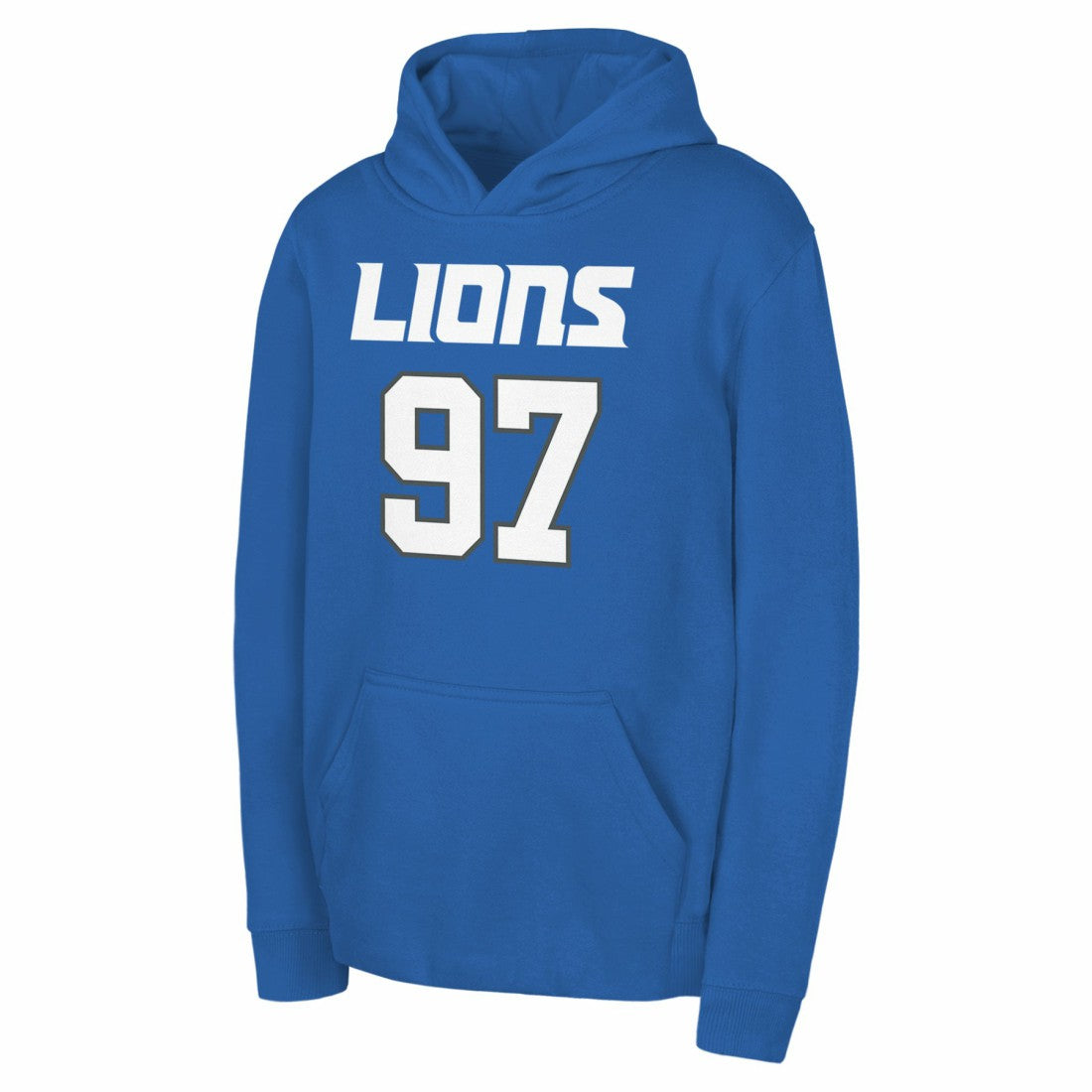 Aidan Hutchinson Detroit Lions Youth Mainliner Player Name & Number Pullover Hoodie - Blue - NFL