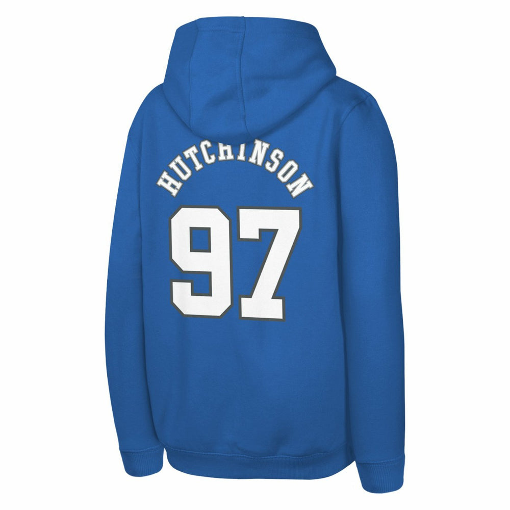 Aidan Hutchinson Detroit Lions Youth Mainliner Player Name & Number Pullover Hoodie - Blue - NFL