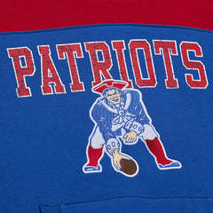 New England Patriots Off Field Vintage Logo Short Sleeve Pullover Hoodie - Royal - Mitchell & Ness