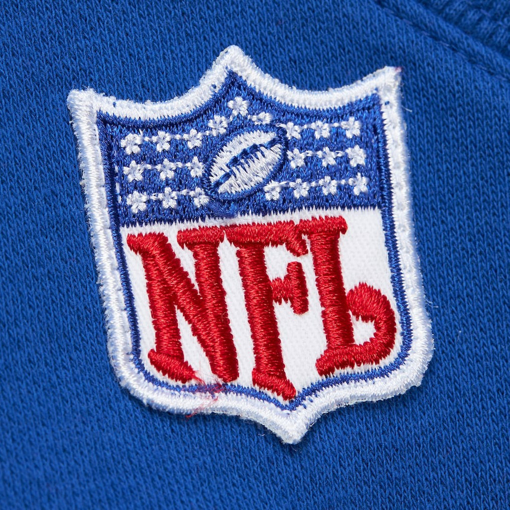 New England Patriots Off Field Vintage Logo Short Sleeve Pullover Hoodie - Royal - Mitchell & Ness