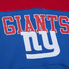New York Giants Off Field Vintage Logo Short Sleeve Pullover Hoodie - Royal - Mitchell & Ness
