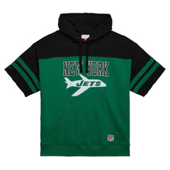 New York Jets Off Field Vintage Logo Short Sleeve Pullover Hoodie - Kelly Green - Mitchell & Ness
