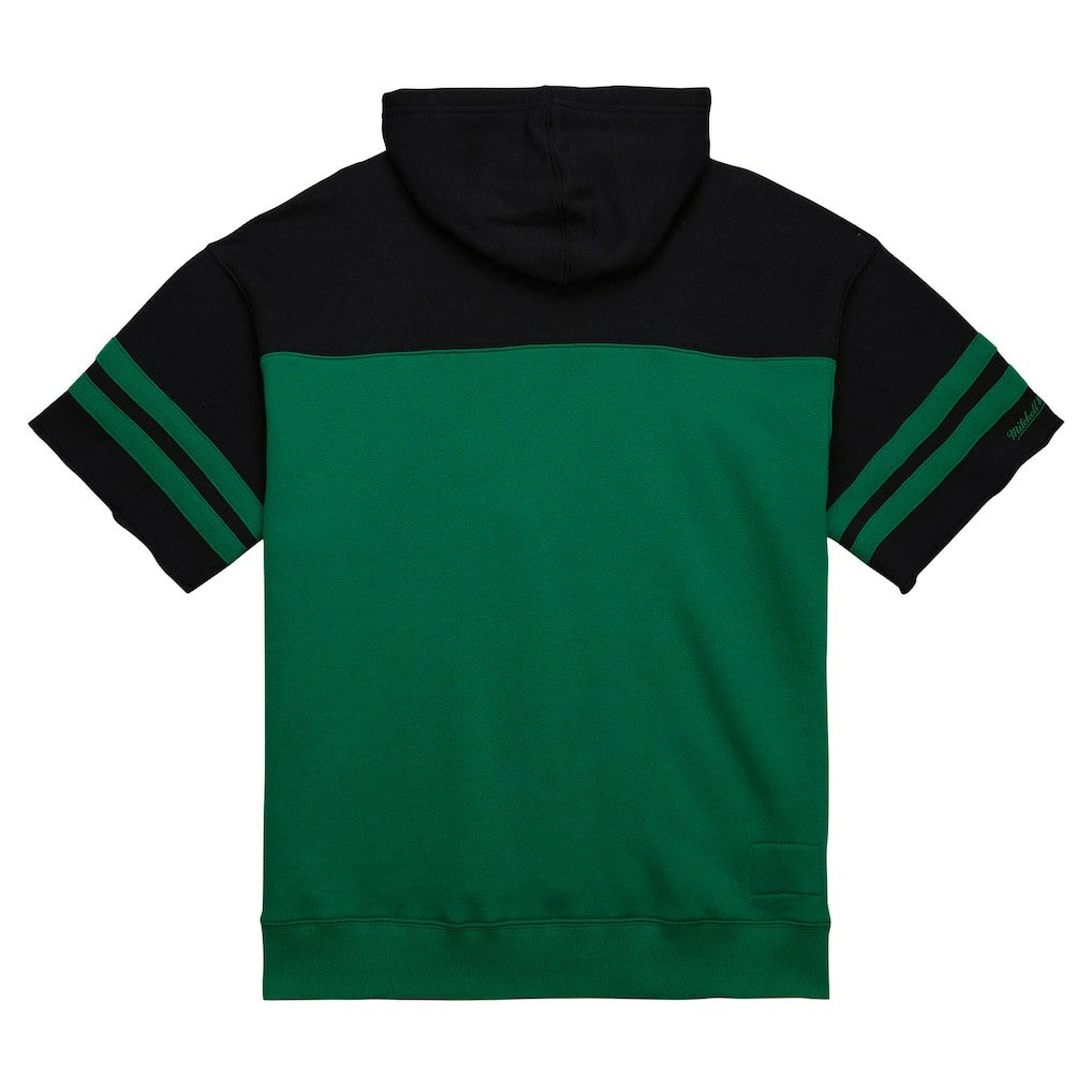 New York Jets Off Field Vintage Logo Short Sleeve Pullover Hoodie - Kelly Green - Mitchell & Ness