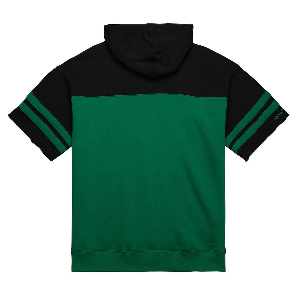 New York Jets Off Field Vintage Logo Short Sleeve Pullover Hoodie - Kelly Green - Mitchell & Ness