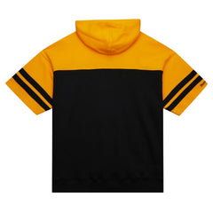 Pittsburgh Steelers Off Field Vintage Logo Short Sleeve Pullover Hoodie - Black - Mitchell & Ness