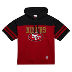 San Francisco 49ers Off Field Vintage Logo Short Sleeve Pullover Hoodie - Scarlet - Mitchell & Ness