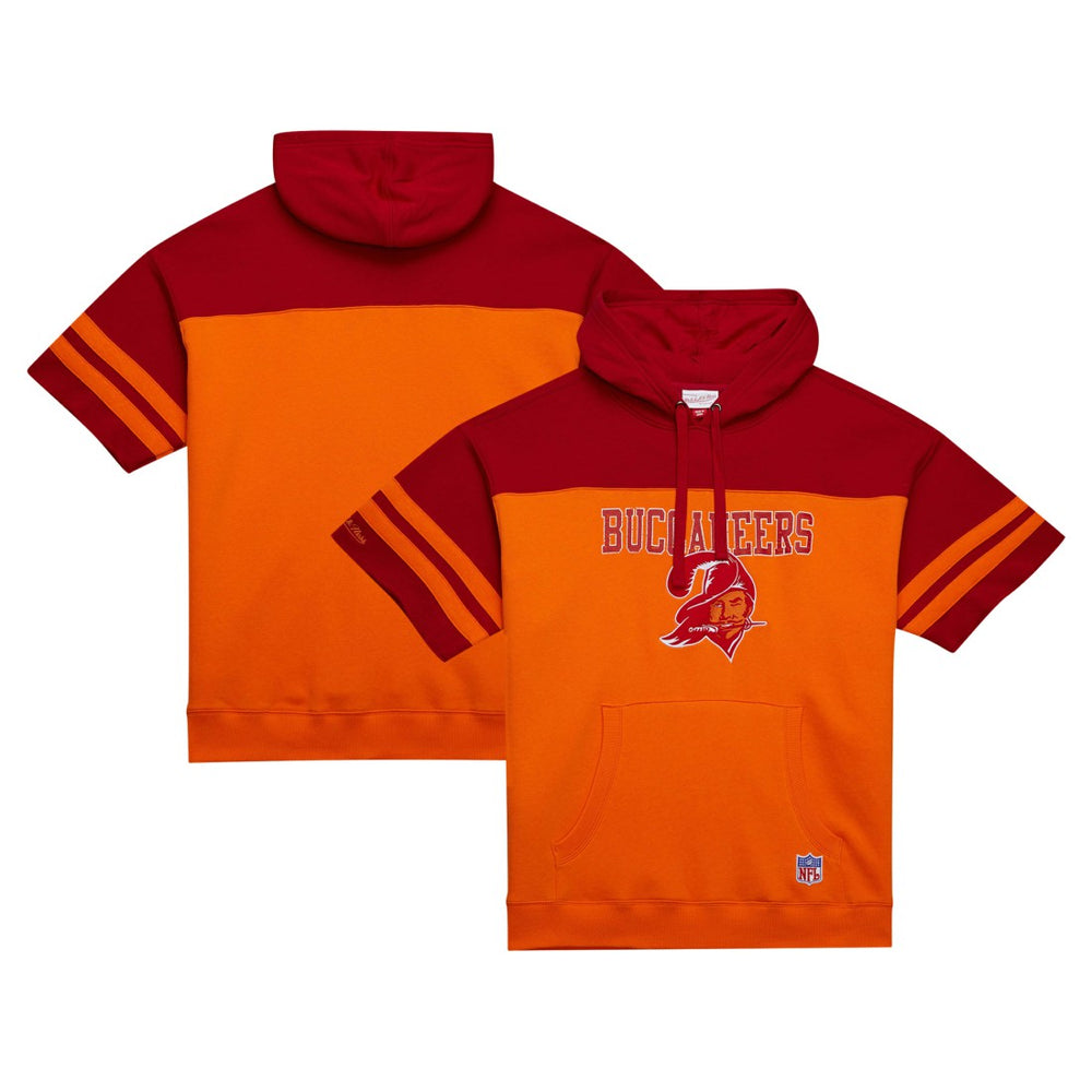 Tampa Bay Buccaneers Off Field Vintage Logo Short Sleeve Pullover Hoodie - Orange - Mitchell & Ness