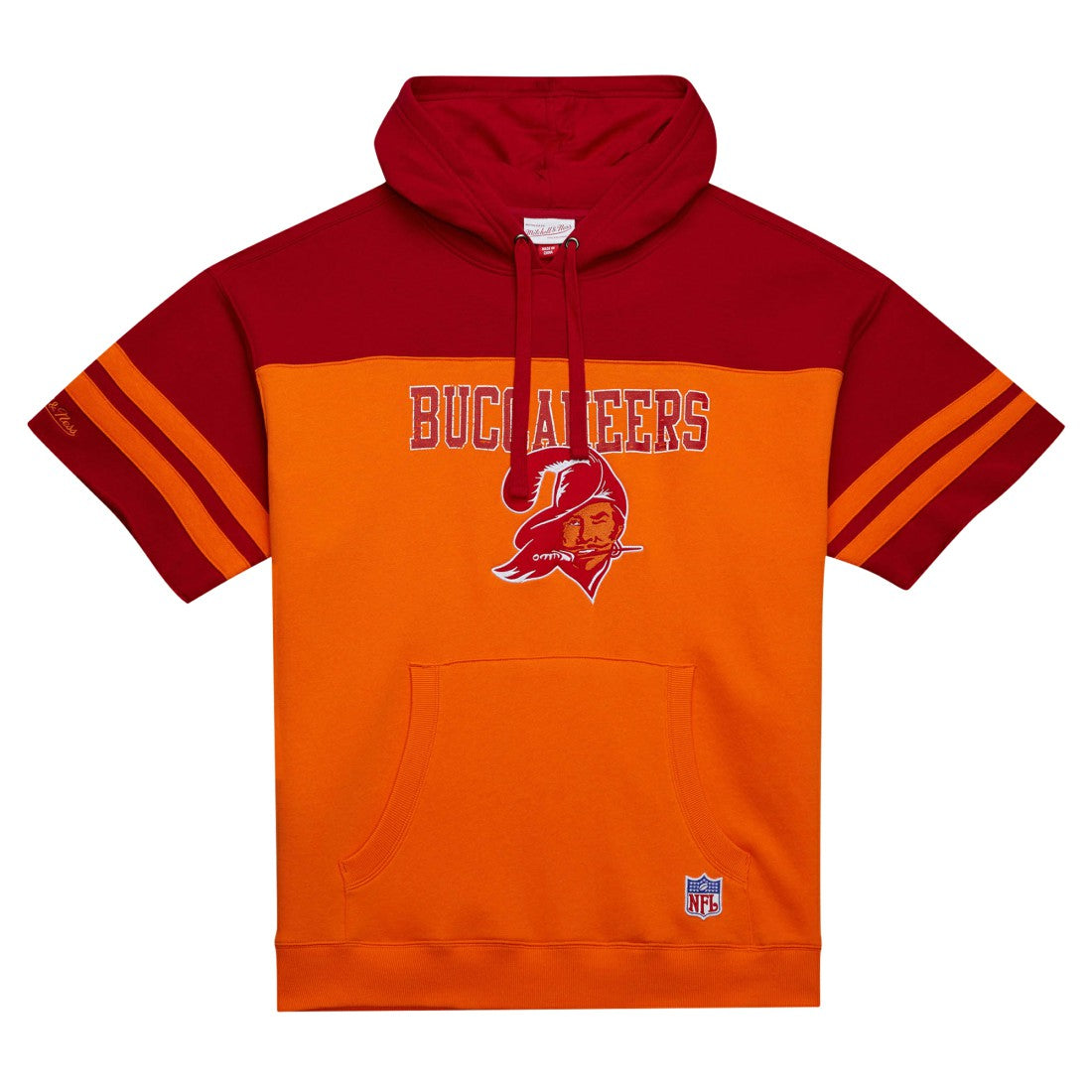Tampa Bay Buccaneers Off Field Vintage Logo Short Sleeve Pullover Hoodie - Orange - Mitchell & Ness