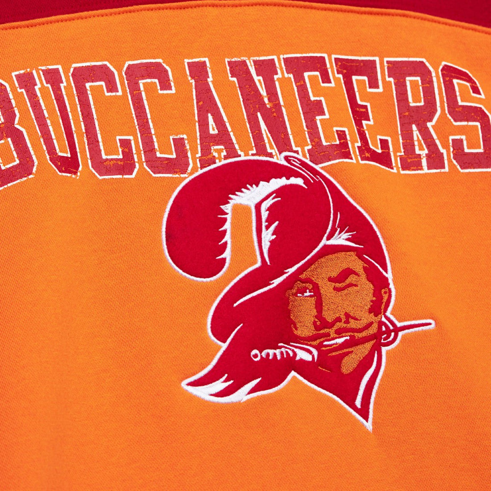 Tampa Bay Buccaneers Off Field Vintage Logo Short Sleeve Pullover Hoodie - Orange - Mitchell & Ness