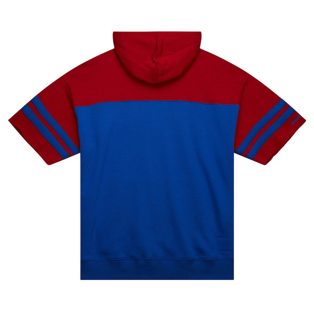 Buffalo Bills Off Field Vintage Logo Short Sleeve Pullover Hoodie - Royal - Mitchell & Ness