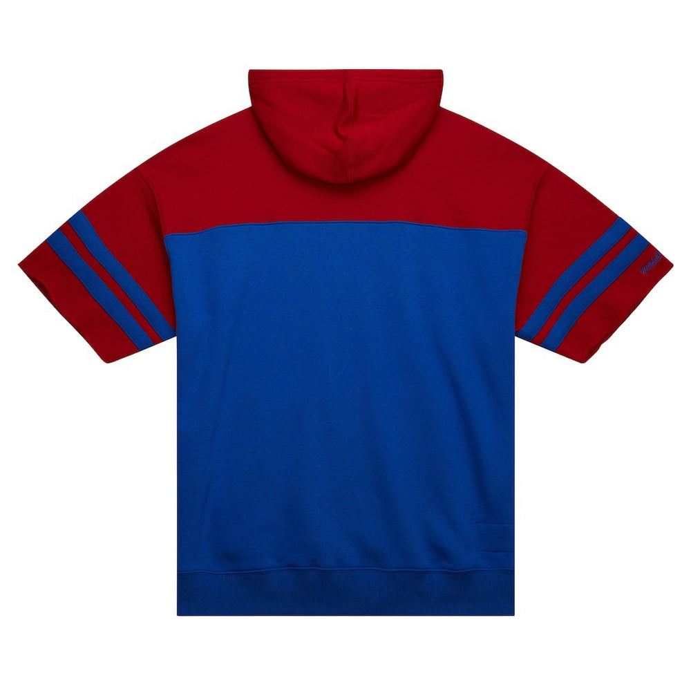 Buffalo Bills Off Field Vintage Logo Short Sleeve Pullover Hoodie - Royal - Mitchell & Ness