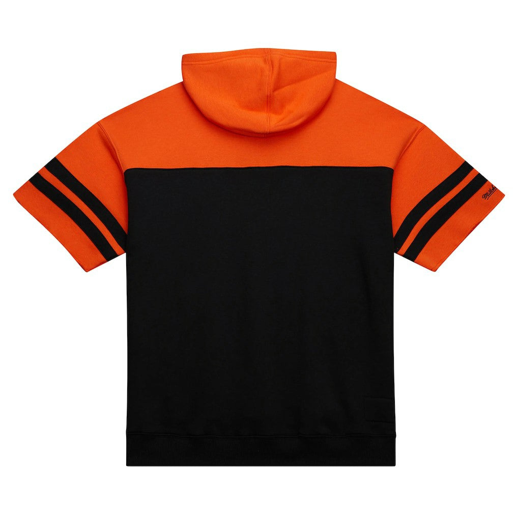 Cincinnati Bengals Off Field Vintage Logo Short Sleeve Pullover Hoodie - Black - Mitchell & Ness