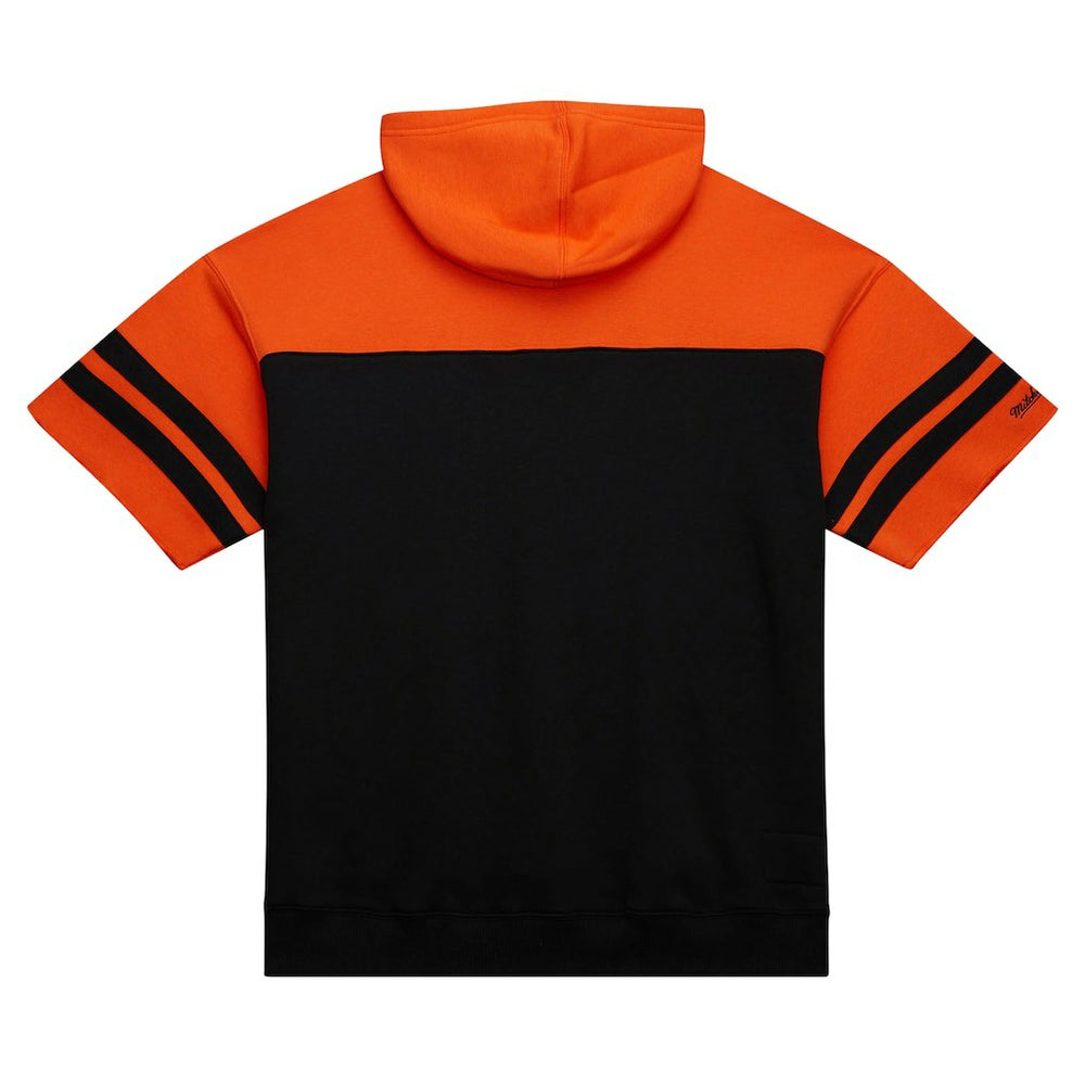 Cincinnati Bengals Off Field Vintage Logo Short Sleeve Pullover Hoodie - Black - Mitchell & Ness
