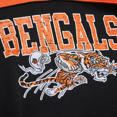 Cincinnati Bengals Off Field Vintage Logo Short Sleeve Pullover Hoodie - Black - Mitchell & Ness