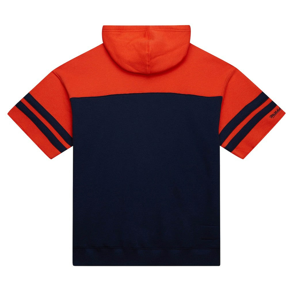 Chicago Bears Off Field Vintage Logo Short Sleeve Pullover Hoodie - Navy - Mitchell & Ness