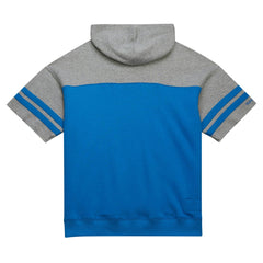 Detroit Lions Off Field Vintage Logo Short Sleeve Pullover Hoodie - Blue - Mitchell & Ness