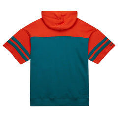 Miami Dolphins Off Field Vintage Logo Short Sleeve Pullover Hoodie - Aqua - Mitchell & Ness