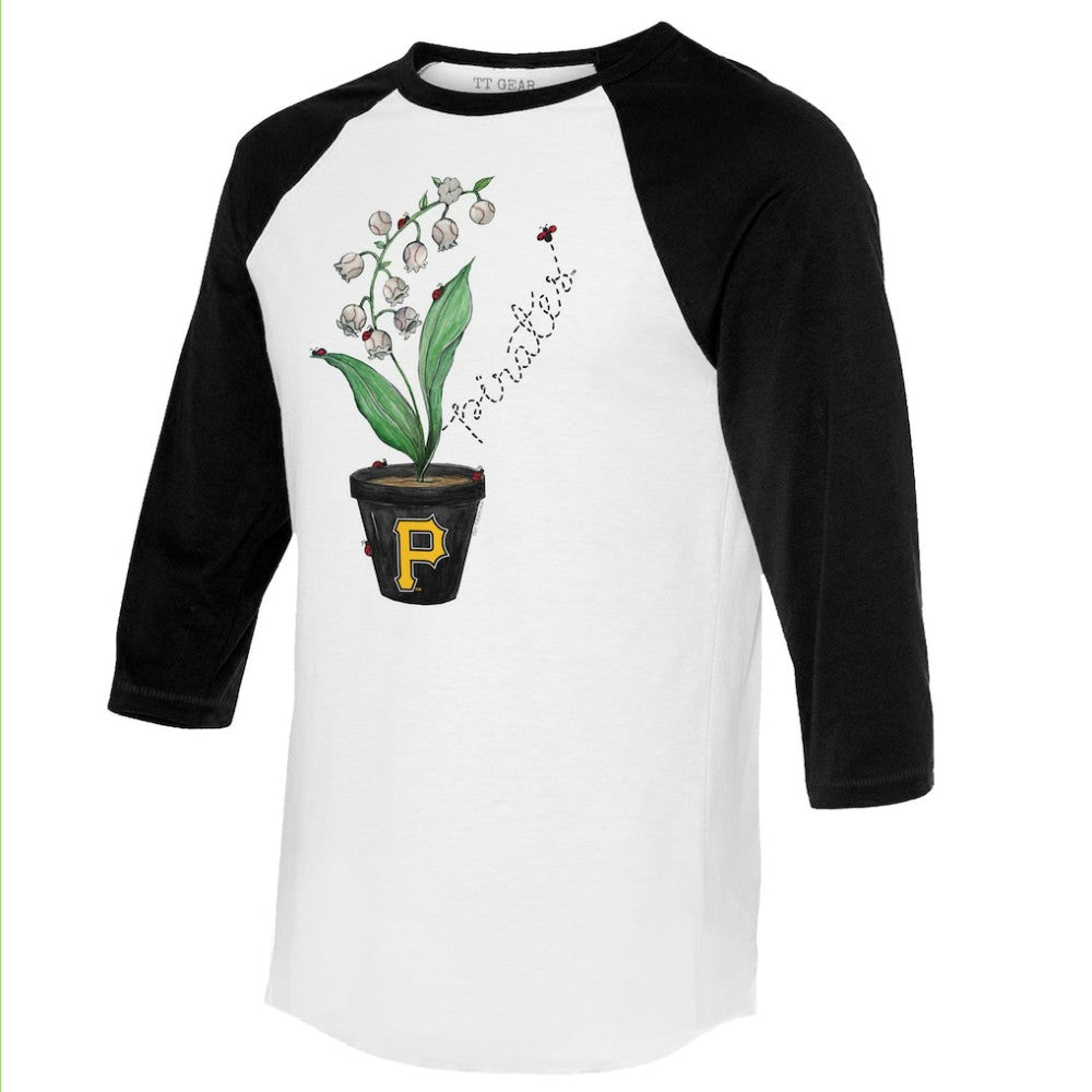 Pittsburgh Pirates Tiny Turnip Unisex Lilies and Ladybugs 3/4-Sleeve Raglan T-Shirt for sale