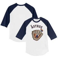 Houston Astros Tiny Turnip Youth Butterfly Glove 3/4-Sleeve Raglan T-Shirt for sale