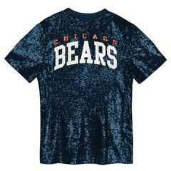 Chicago Bears Girls Youth Wordmark Sequin V-Neck Top - Navy - NFL