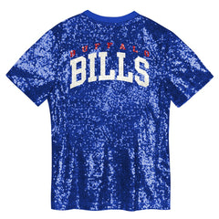 Buffalo Bills Girls Youth Wordmark Sequin V-Neck Top - Royal - NFL